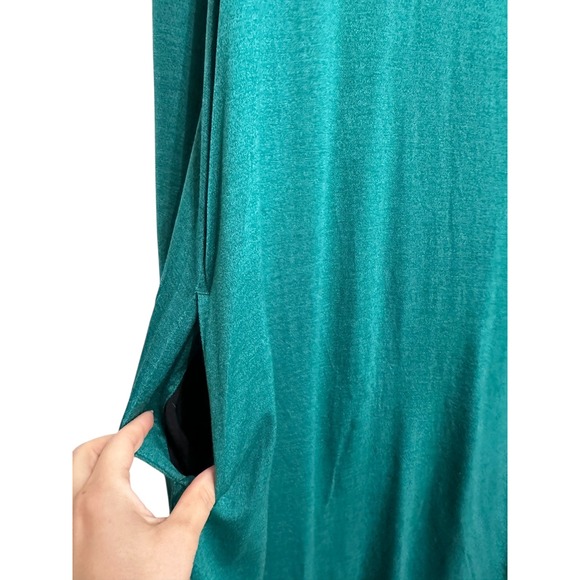 Wool& women's Merino Wool teal Sleeve Swing Dress Medium Pockets - Picture 4 of 5